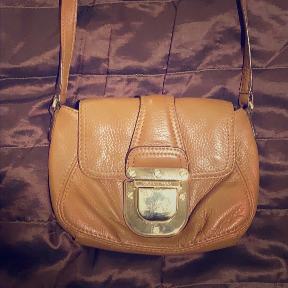MK Caramel leather crossbody purse